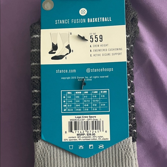 San Antonio Spurs Stance Fusion Athletic Socks - Black and Gray. NBA NWT - Picture 5 of 5